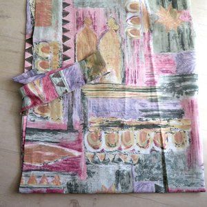 Vintage Dan River Pair of 2 Panel Curtains Multicolor Abstract Tiebacks Retro